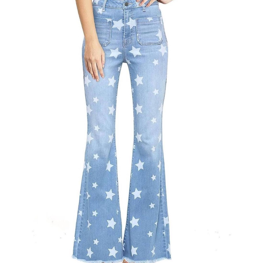 Cello Jeans Women's High Rise Star Denim Flares
